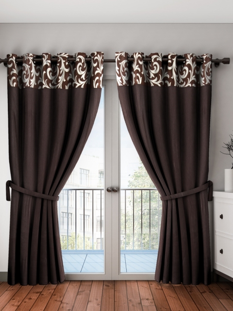 

Fashion String Brown Set of 2 Long Door Curtains