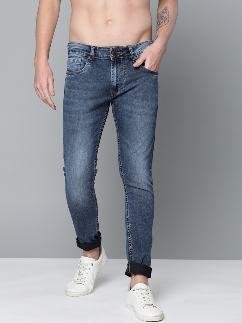 

HERE&NOW Men Blue Skinny Fit Mid-Rise Clean Look Stretchable Jeans