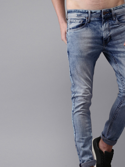 

HERE&NOW Men Blue Skinny Fit Mid-Rise Clean Look Stretchable Jeans