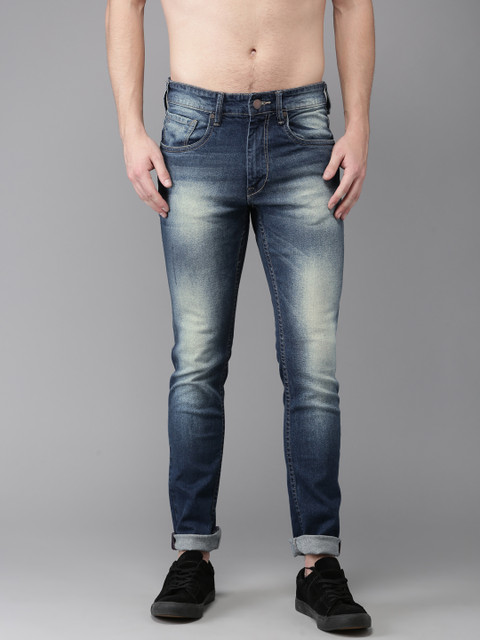 

HERE&NOW Men Blue Skinny Fit Mid-Rise Clean Look Stretchable Jeans