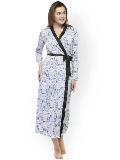 

Oxolloxo Women Blue & White Printed Nightdress