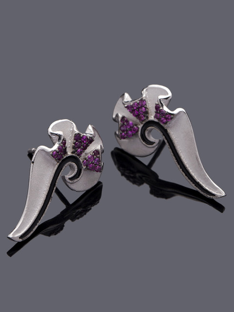 

Studio Voylla Flamenco Silver-Toned & Pink Geometric Studs