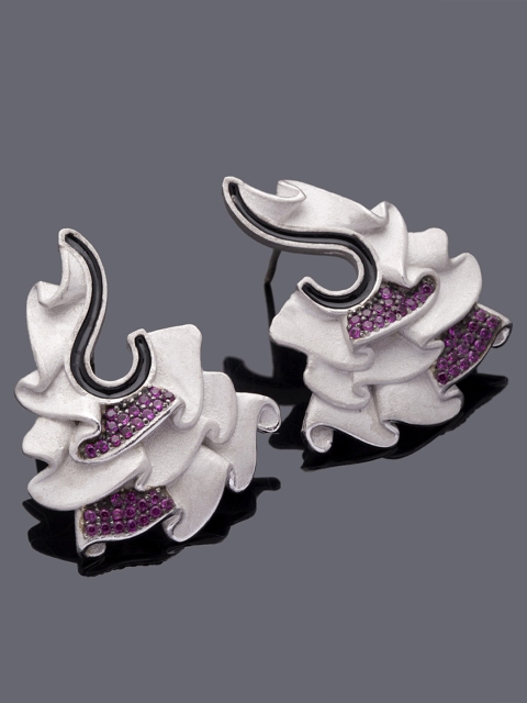 

Studio Voylla Flamenco Silver-Toned & Pink Contemporary Studs