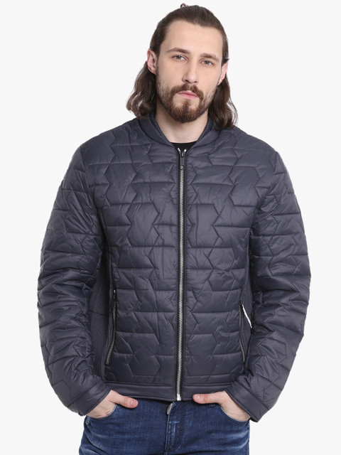 

Antony Morato Men Grey Solid Quilted Jacket