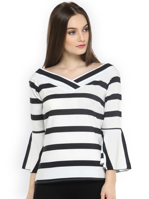 

plusS Women White Striped Top