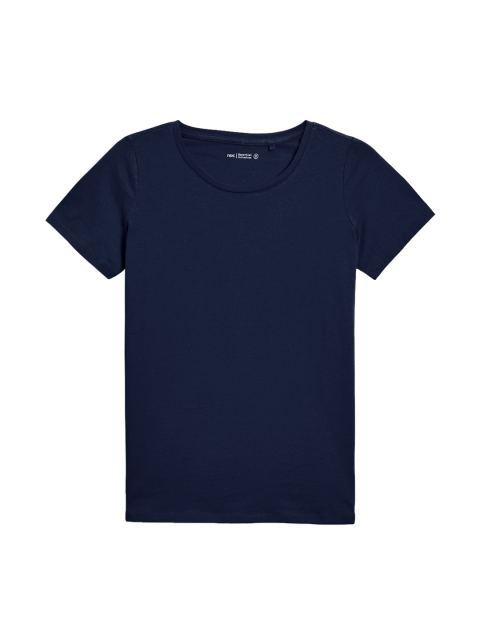 

next Women Blue Solid Round Neck T-shirt