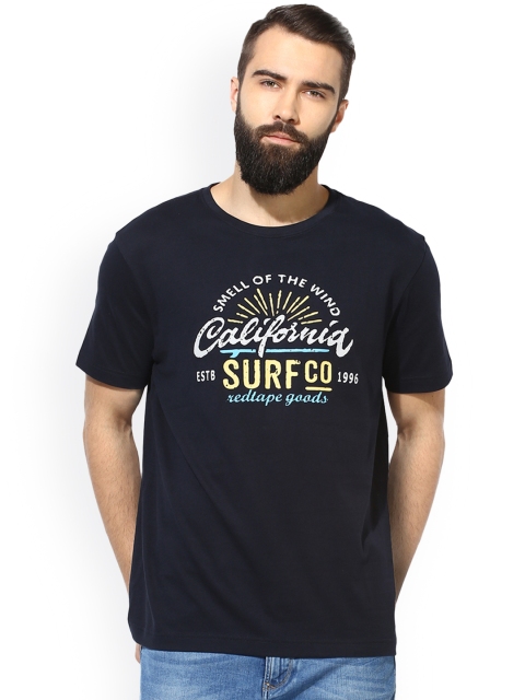 

Red Tape Men Navy Printed Round Neck T-shirt, Navy blue