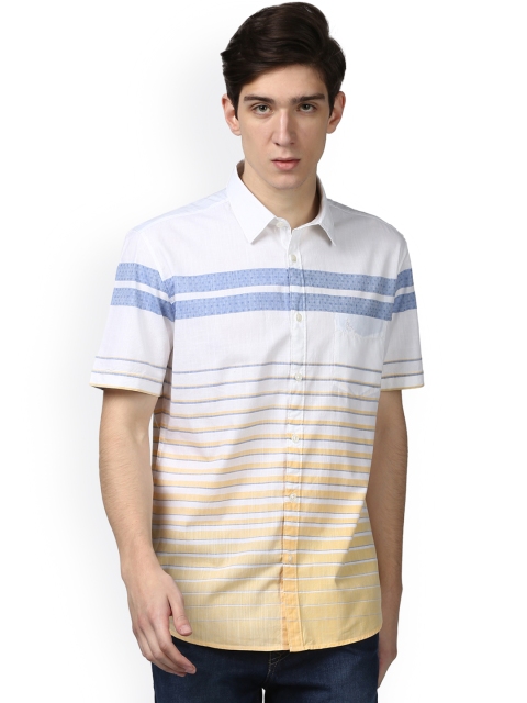 

Parx Men Yellow & White Slim Fit Striped Casual Shirt