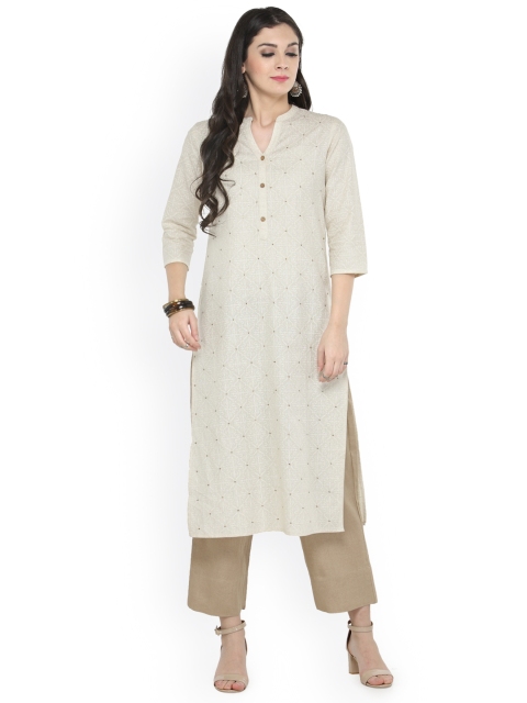 

Varanga Women Off-White & Beige Printed Kurta with Trousers