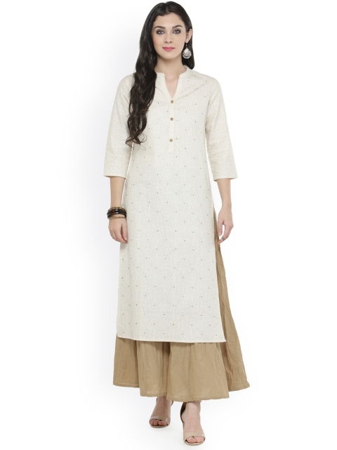

Varanga Women Off-White & Beige Printed Kurta with Palazzos