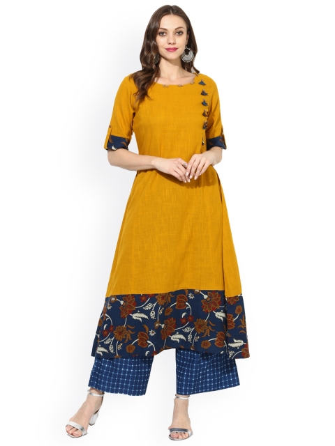 

Varanga Women Mustard & Blue Printed Kurta with Palazzos