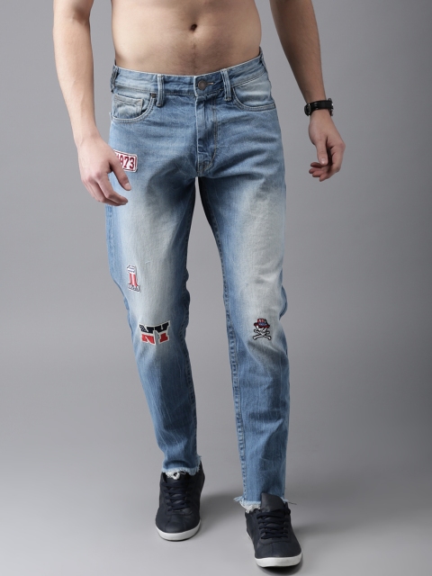 

Moda Rapido Men Blue Slim Fit Cropped Mid-Rise Jeans