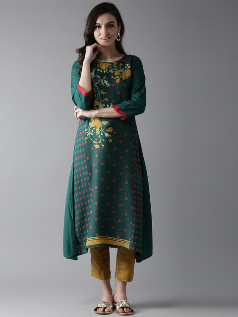 

Moda Rapido Women Green Printed A-Line Kurta