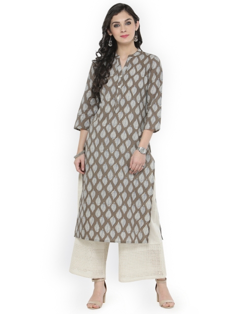 

Varanga Women Taupe & Off-White Printed Kurta with Palazzos