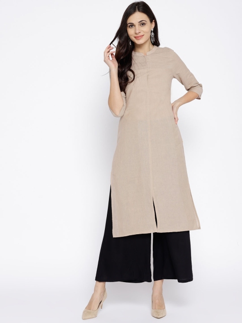 

AURELIA Women Beige Solid Straight Kurta