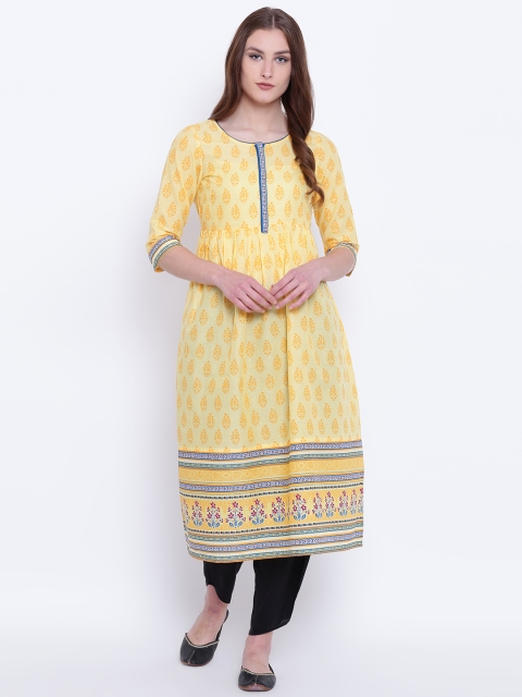 

AURELIA Women Yellow Printed A-Line Kurta