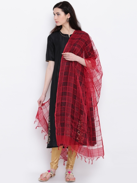 

AURELIA Red Checked Dupatta