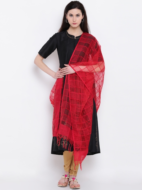 

AURELIA Red Checked Dupatta