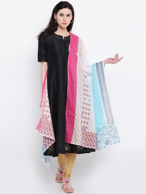 

AURELIA Off-White & Blue Printed Dupatta