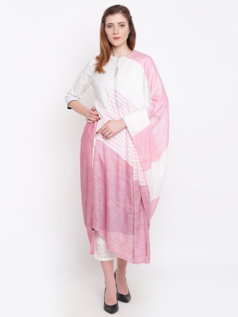 

AURELIA Pink & White Striped Dupatta