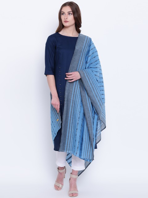 

AURELIA Blue & Black Striped Dupatta