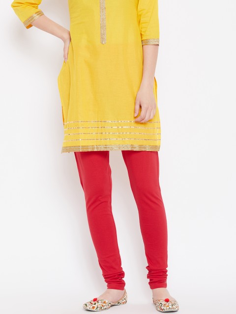 

AURELIA Women Red Solid Churidar Leggings
