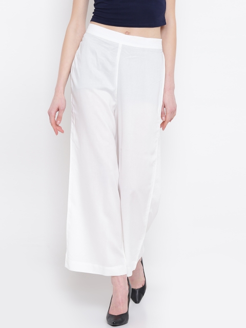 

AURELIA Women White Solid Wide Leg Palazzos