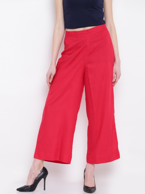 

AURELIA Women Red Wide Leg Solid Palazzos