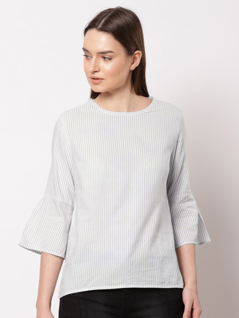 

ether Women White Striped Top