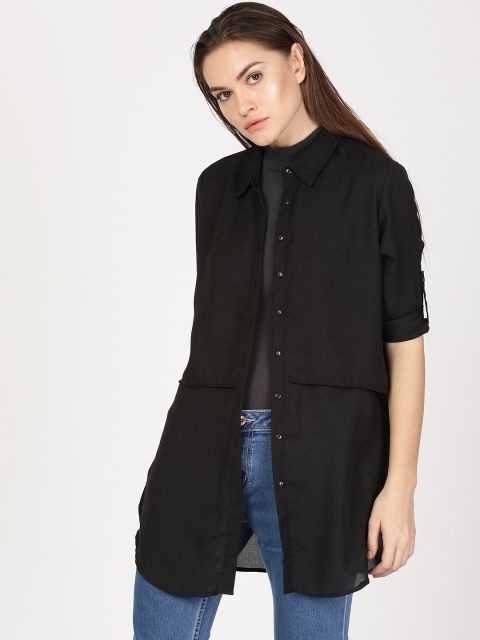 

ether Women Black Regular Fit Solid Casual Shirt