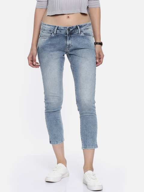 

Pepe Jeans Women Blue Regular Fit Mid-Rise Clean Look Stretchable Ankle-Length Jeans