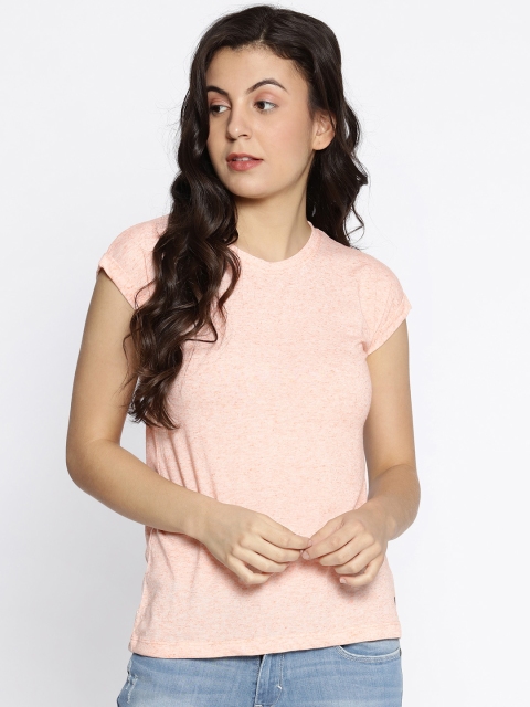 

Pepe Jeans Women Peach-Coloured Solid Round Neck T-shirt
