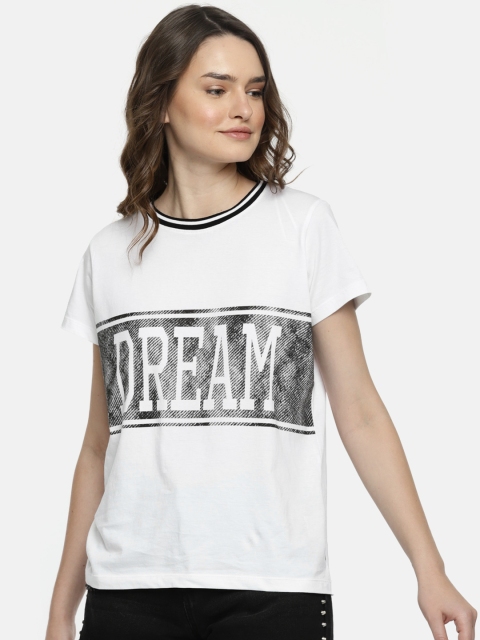 

Lee Women White Printed Round Neck T-shirt