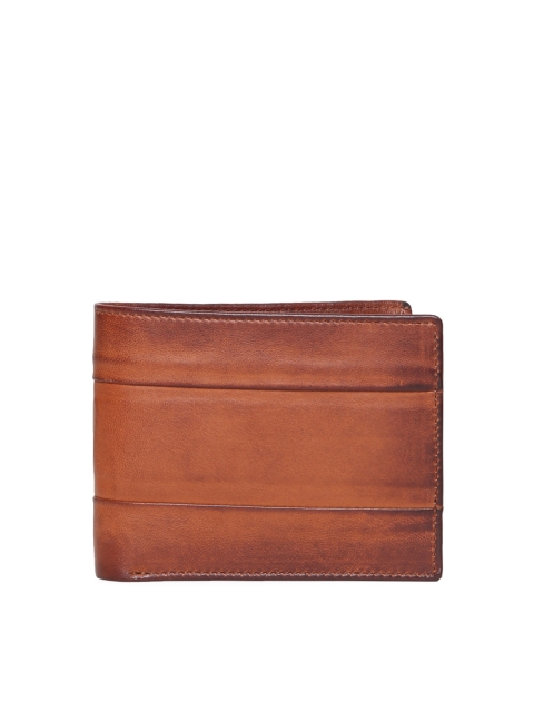 

Gauge Machine Men Tan Genuine Leather Solid Two Fold Wallet