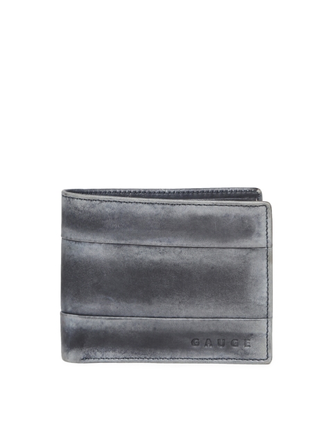 

Gauge Machine Men Grey Textured Genuine Leather Two Fold Wallet