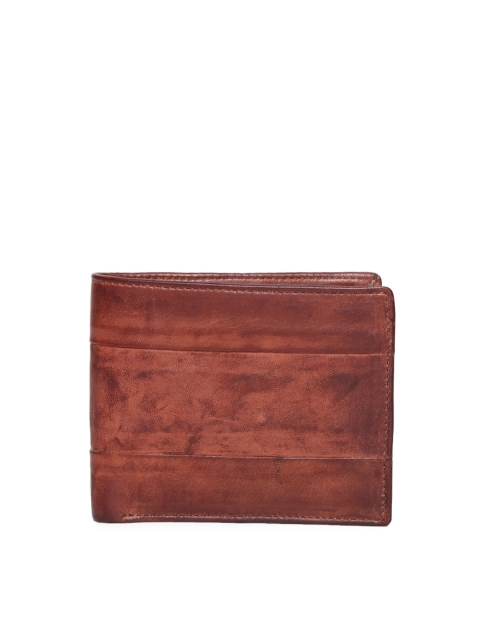 

Gauge Machine Men Brown Solid Genuine Leather Two Fold Wallet