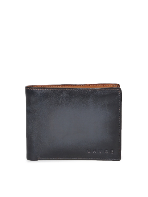 

Gauge Machine Men Navy Blue Solid Two Fold Wallet
