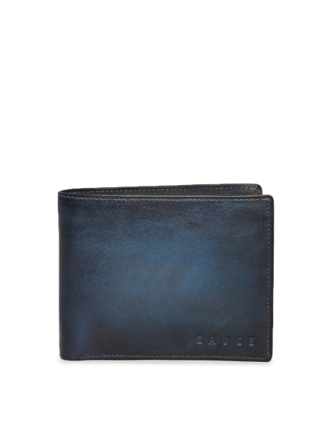 

Gauge Machine Men Navy Blue Solid Two Fold Wallet