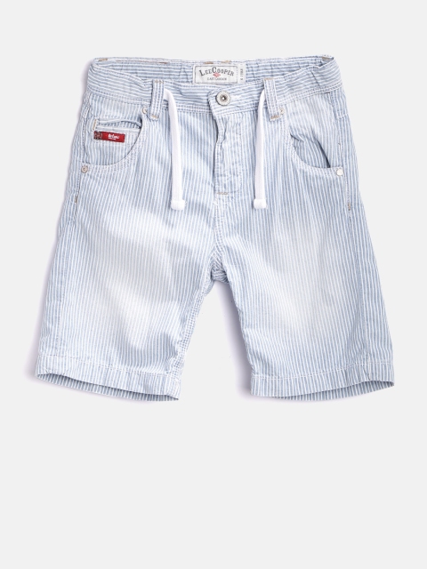 

Lee Cooper Boys Blue & White Striped Regular Shorts