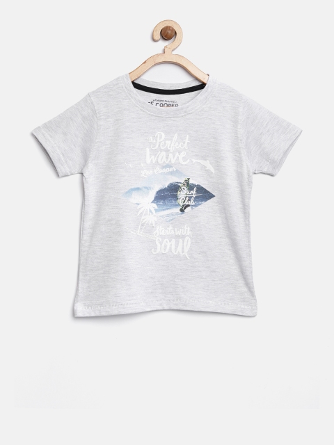 

Lee Cooper Boys Grey Melange Printed Round Neck T-shirt