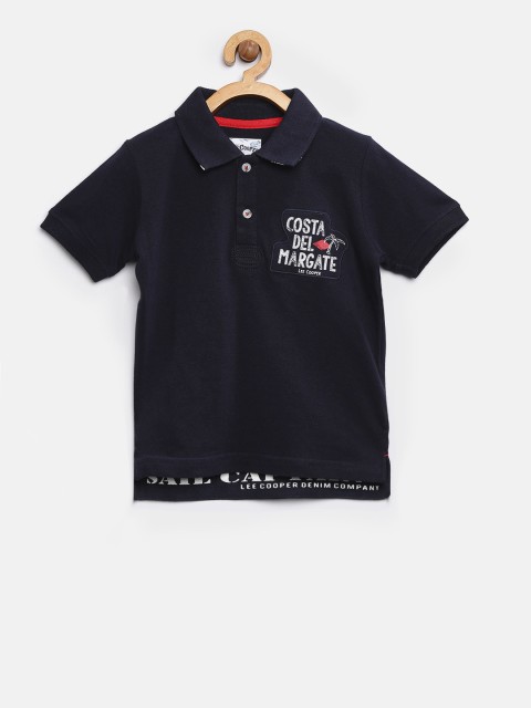 

Lee Cooper Boys Navy Blue Solid Polo Collar T-shirt