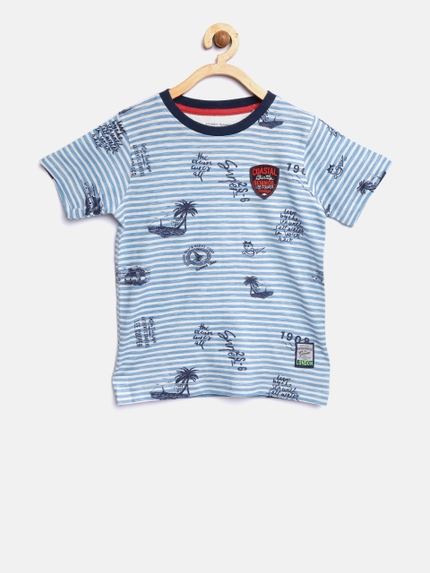 

Lee Cooper Boys Blue & White Striped Round Neck T-shirt