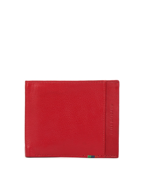 

Peter England Men Red Solid Genuine Leather Two Fold Wallet