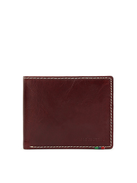 

Peter England Men Brown Solid Genuine Leather Two Fold Wallet