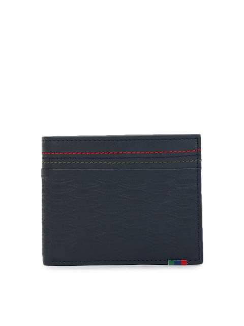 

Peter England Men Navy Textured Genuine Leather Two Fold Wallet, Navy blue