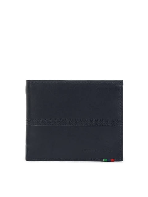 

Peter England Men Navy Solid Genuine Leather Two Fold Wallet, Navy blue