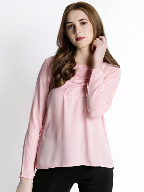 

Annabelle by Pantaloons Women Pink Solid Semi-Sheer Top