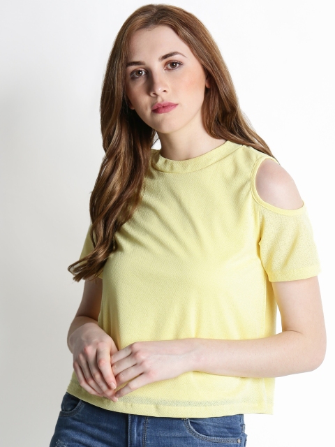 

Honey by Pantaloons Women Yellow Self-Design Top