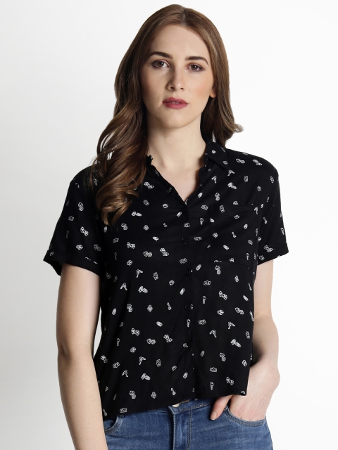 

Honey by Pantaloons Women Black Regular Fit Printed Casual Shirt