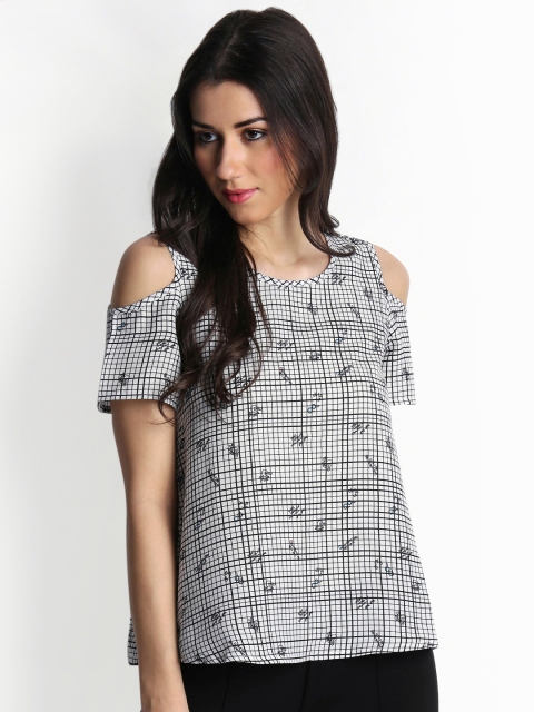 

Honey by Pantaloons Women Off-White & Black Quirky Print Regular Top